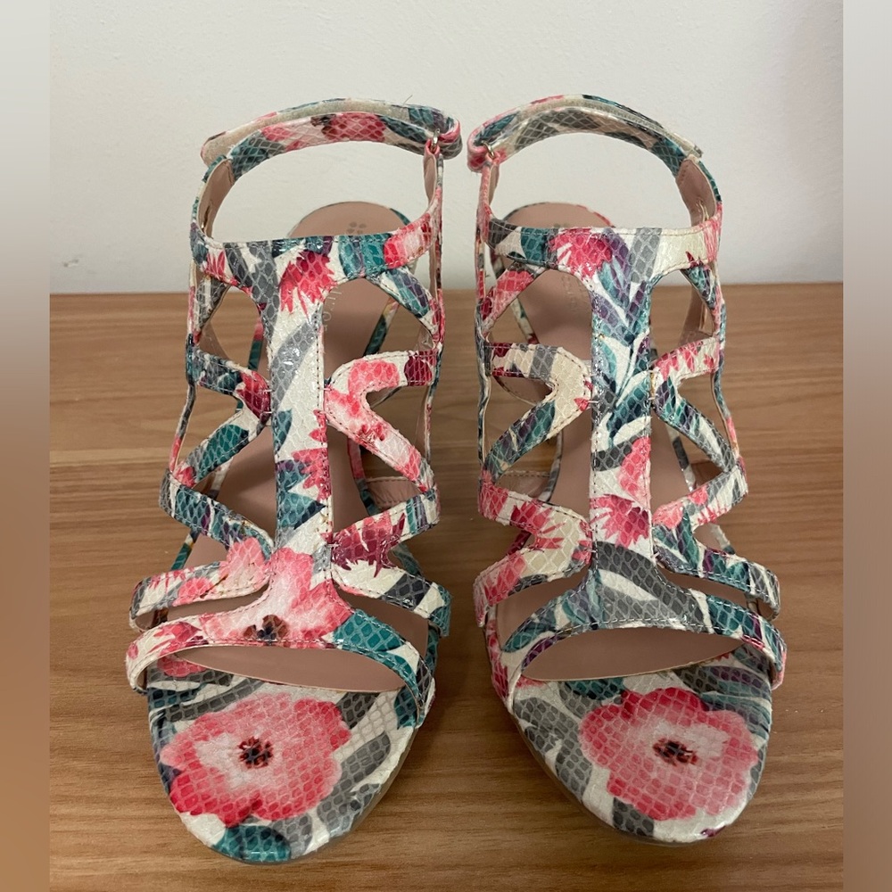 COPY - Naturalizer floral print strappy heels.